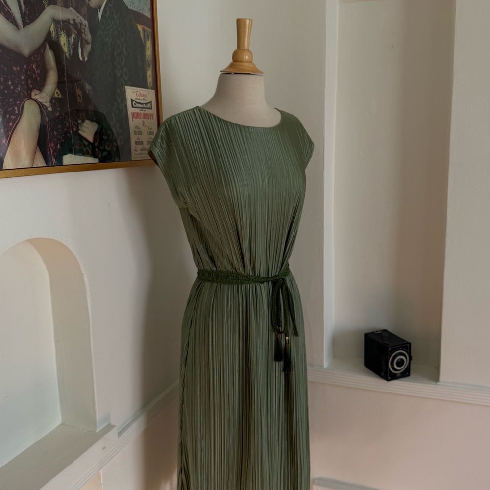 Green Pleated Dress